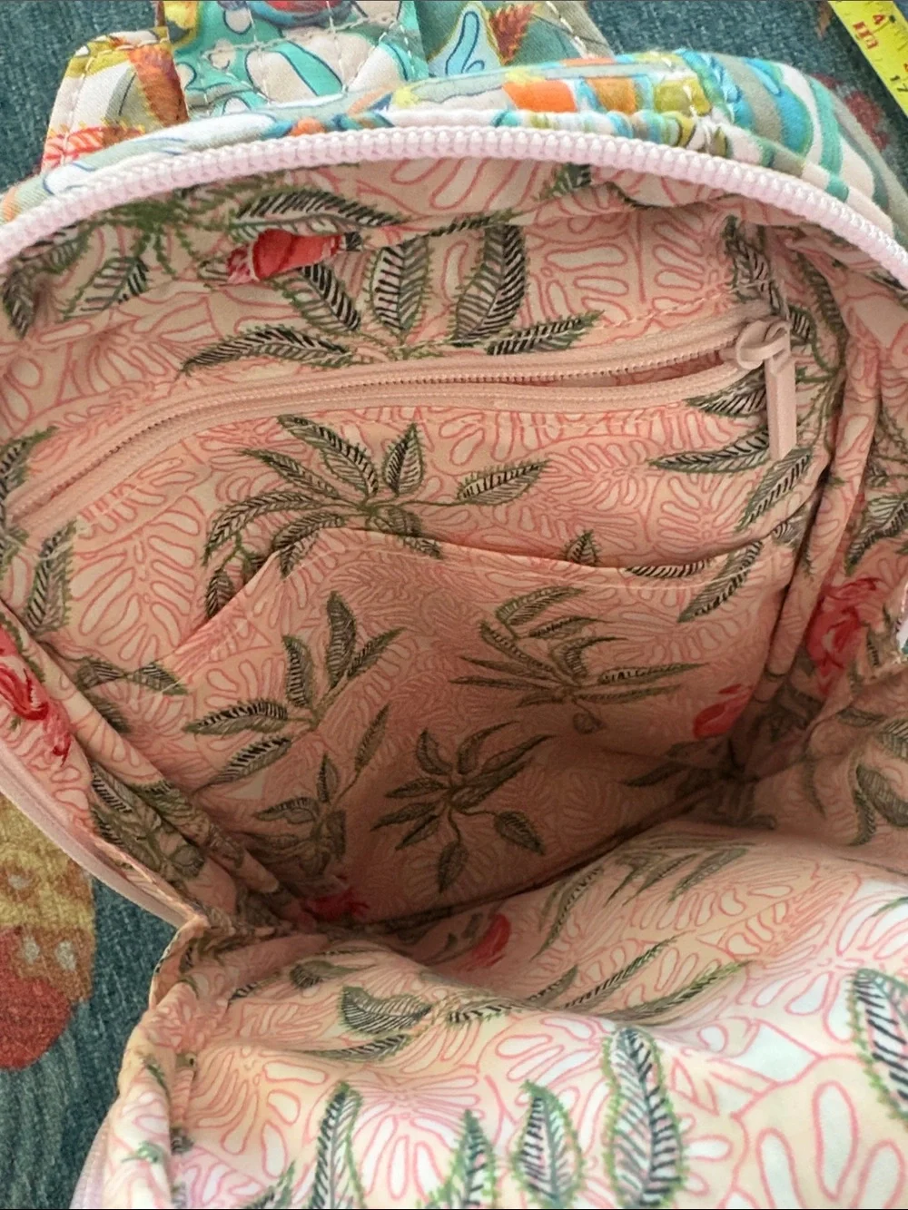 Adorable like new Vera Bradley utility sling backpack in rainforest canopy